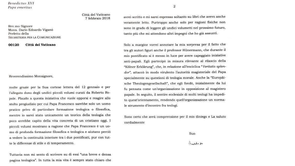 carta Benedicto XVI